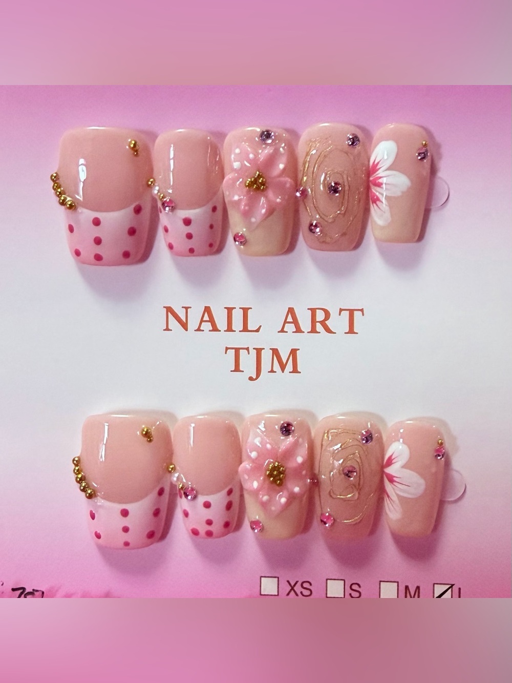 Pink Floral Press-On Nail Set